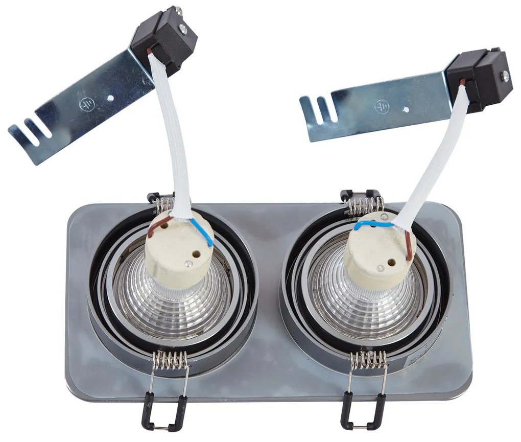 Set van 6 afgeronde inbouwspots gunmetal GU10 50mm draai- en kantelbaar IP44 2-lichts - Alberto