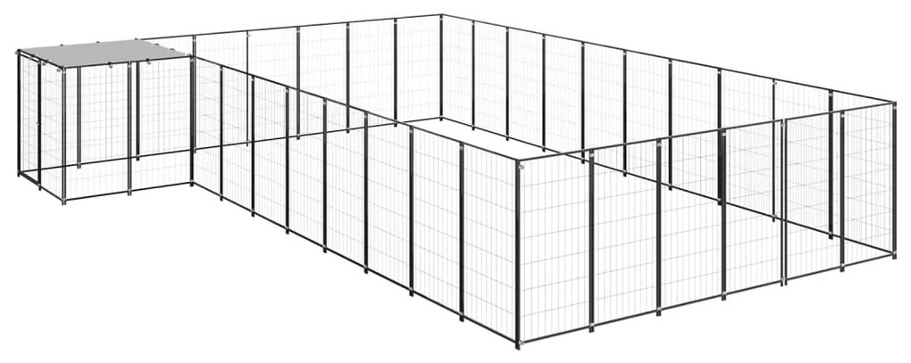 vidaXL Hondenkennel 19,36 m² staal zwart