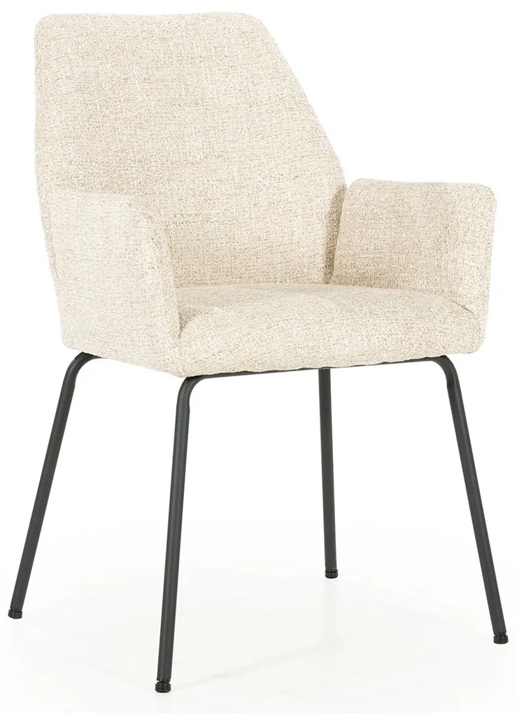 Eleonora Indy Stoel Met Armleuningen Beige Geweven Stof