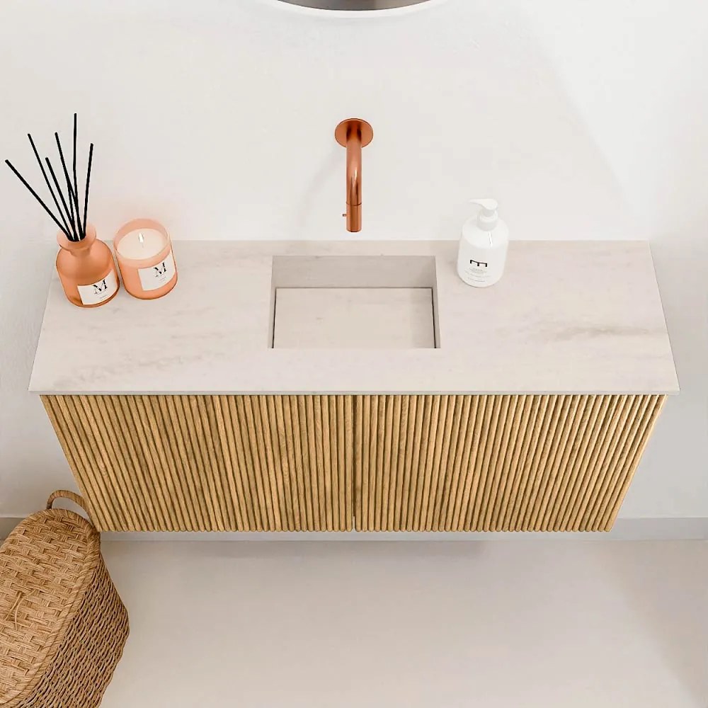 Mondiaz Joya DLux 80cm toiletmeubel oak met wastafel faye midden zonder kraangat meli