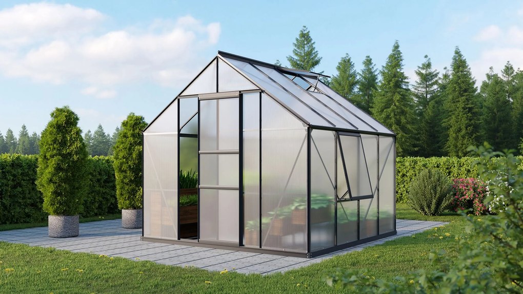Vitavia Meridian 1 serre - 6,7m² - met 4 mm polycarbonaat - Zwart
