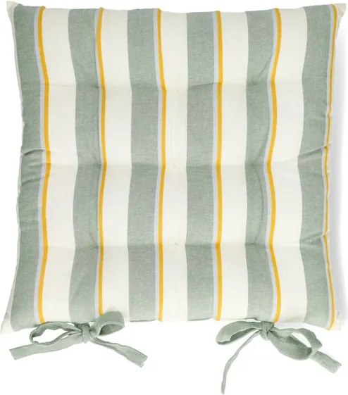 Stoelkussen, bio-katoen, groen gestreept, 40 x40 cm