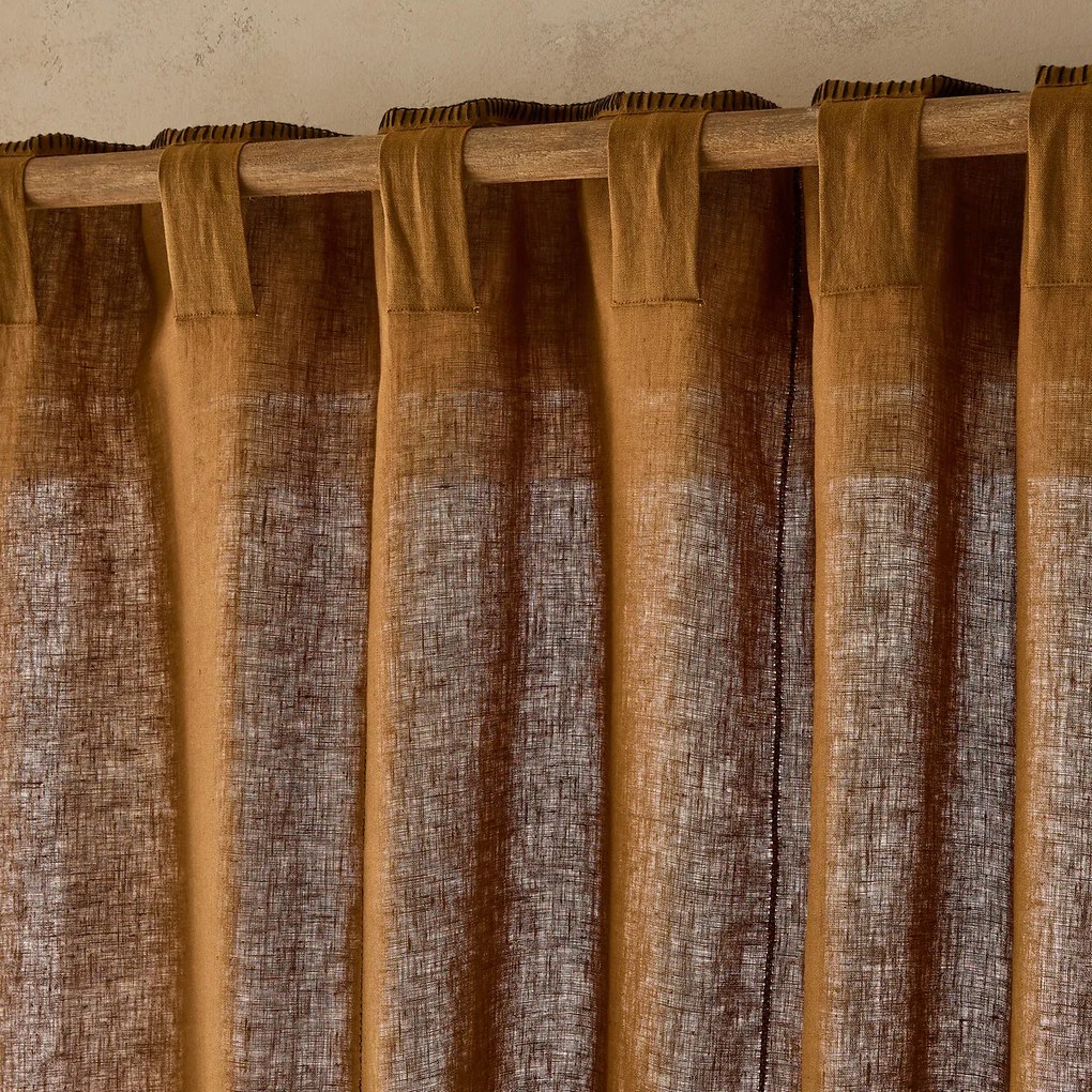 Gordijn in gewassen linnen met verdekte lussen, Tojos