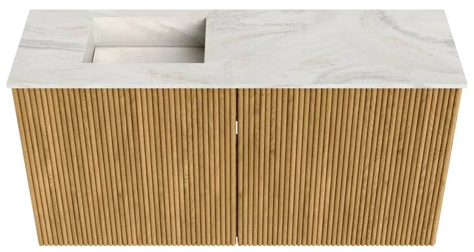 Mondiaz Joya DLux 80cm toiletmeubel oak met wastafel faye links zonder kraangat ostra