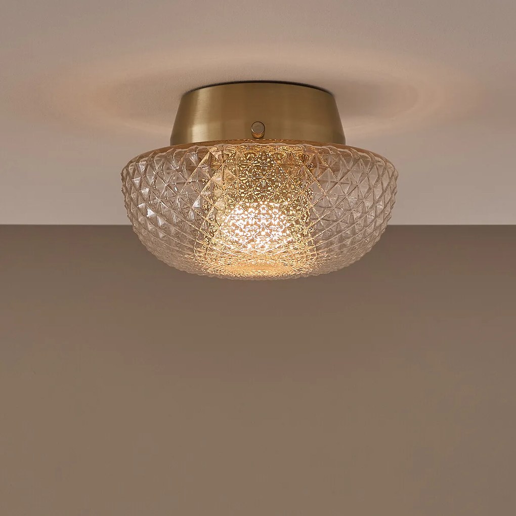 Wand- en plafondlamp, van geslepen glas en messing, diameter 20 cm, MISTINGUETT