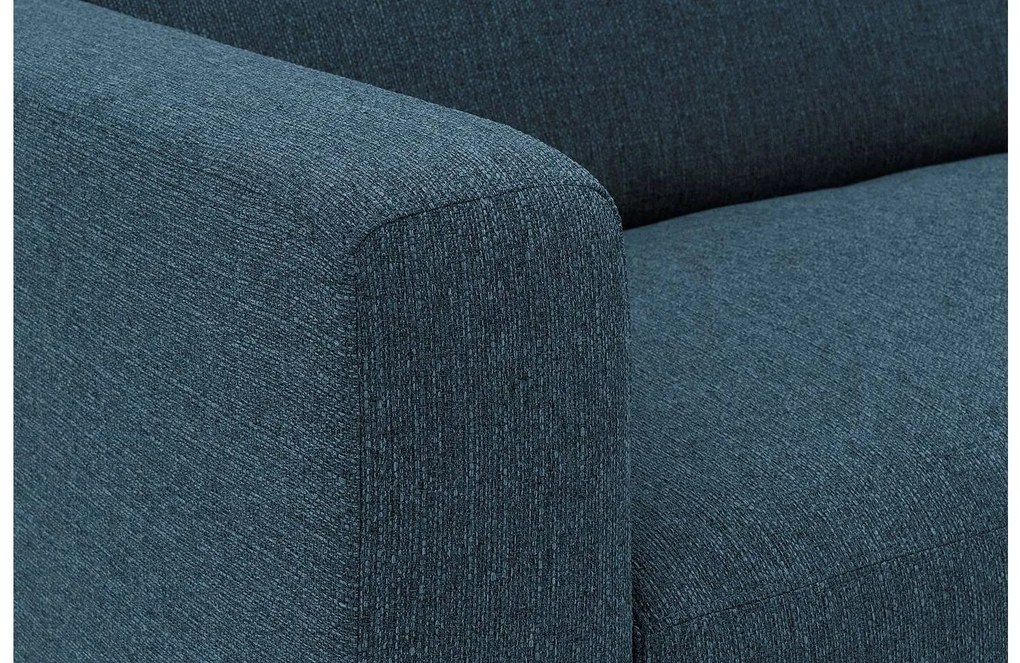 Goossens Bank My Style blauw, stof, 2,5-zits, stijlvol landelijk met chaise longue rechts