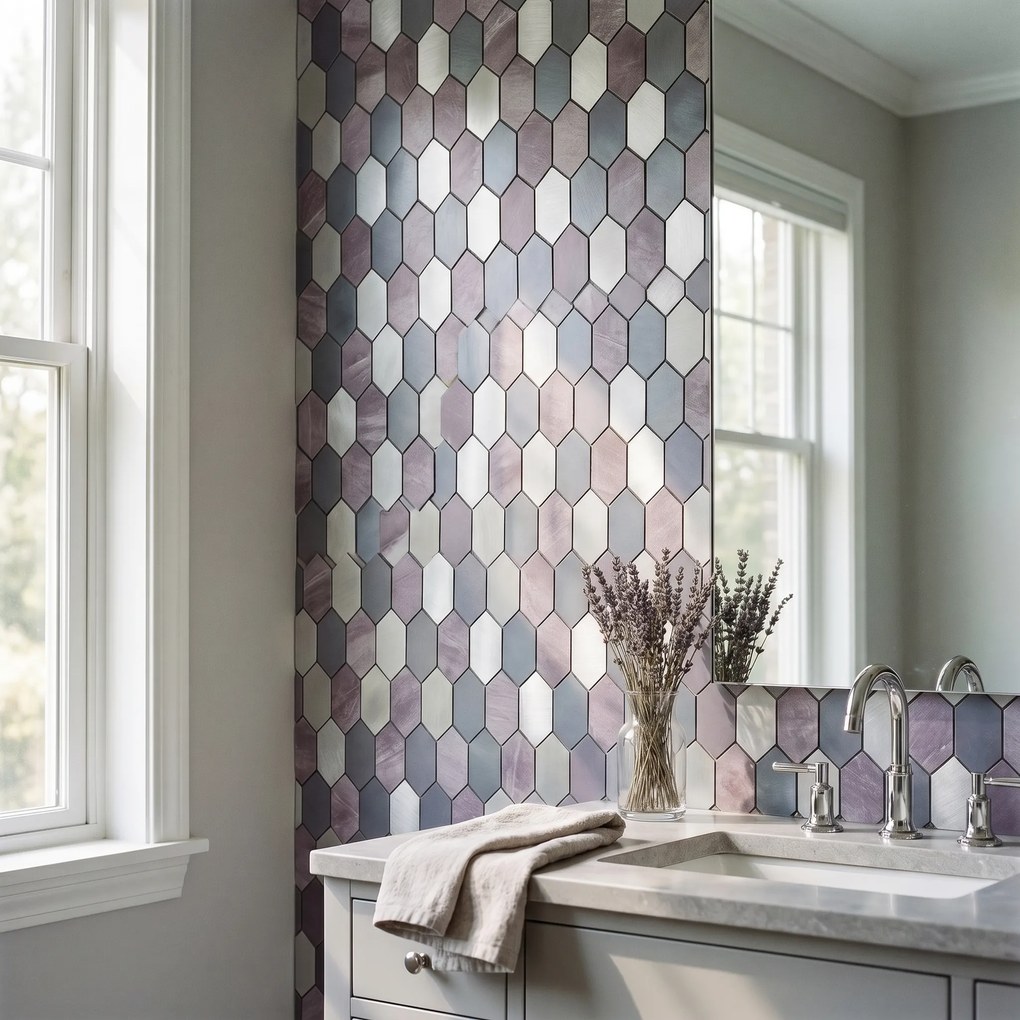 Zelfklevende Mozaïektegels Metaal | Picket Mauve | 30×30 cm | Keuken, Bad & WC