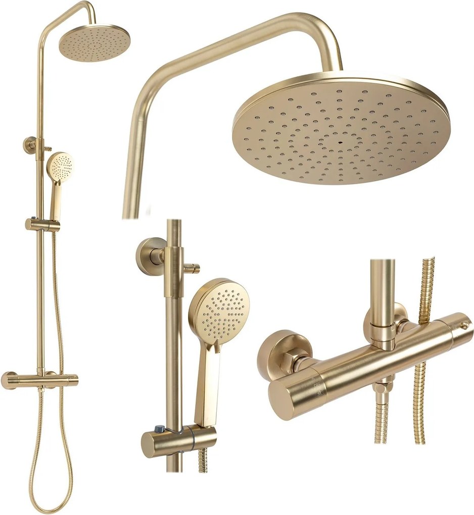 Doucheset Rea Parot Gold Brush met Thermostaat