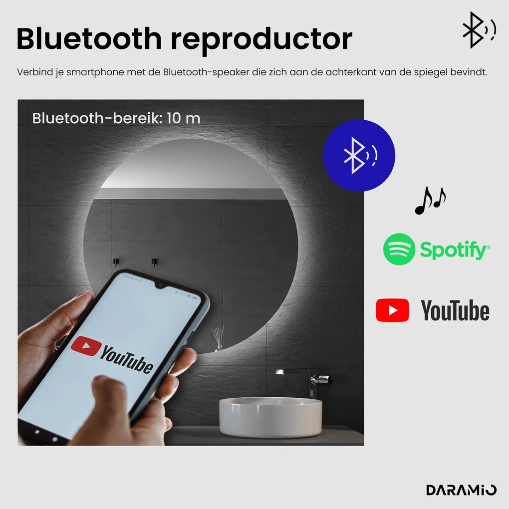 Boogspiegel met LED-verlichting G9
