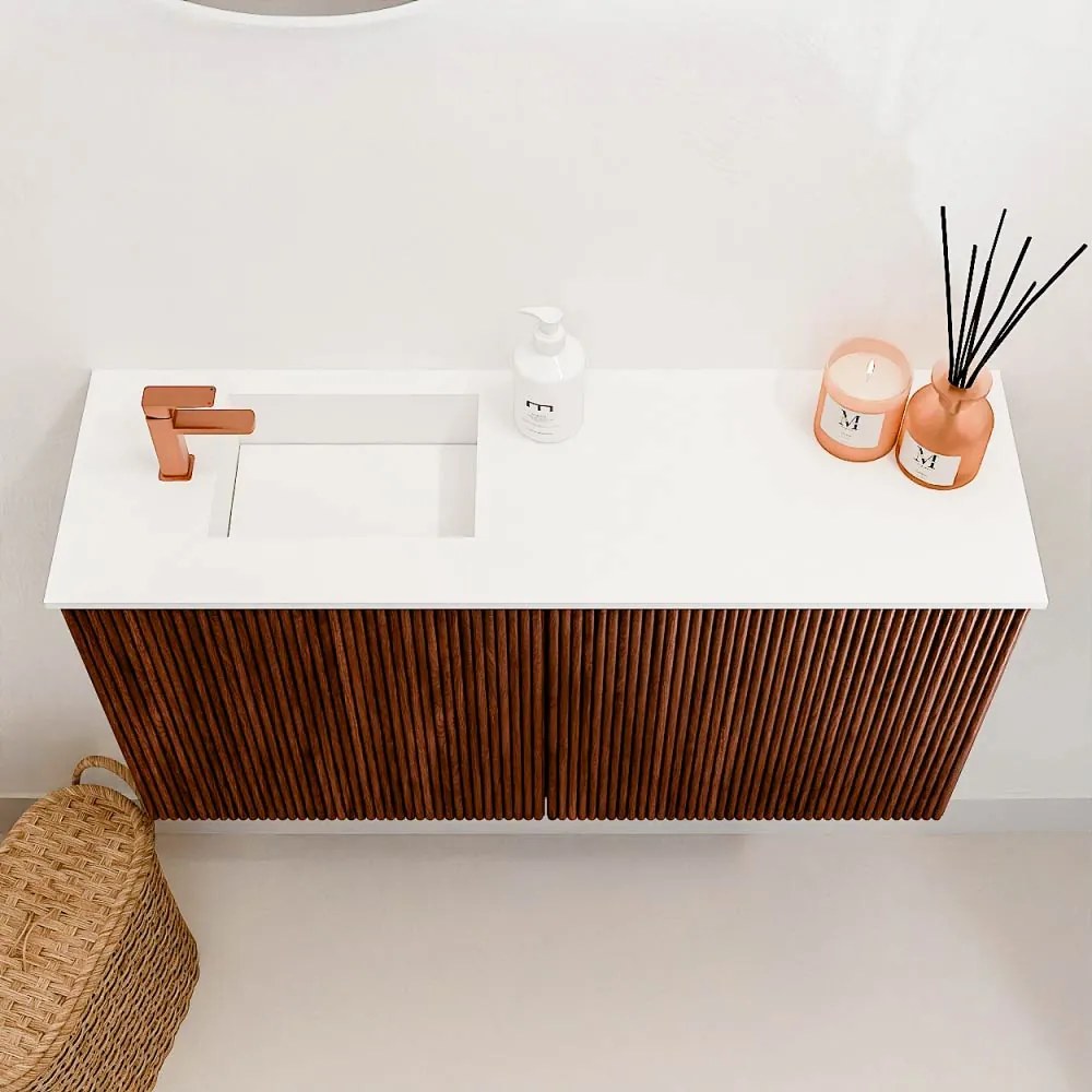 Mondiaz Joya 80cm toiletmeubel ruby met wastafel faye links 1 kraangat talc