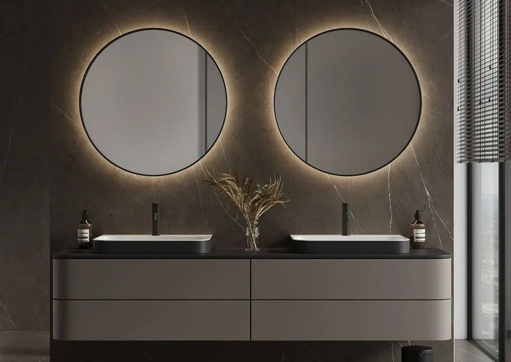 Martens Design Toronto spiegel met LED verlichting, spiegelverwarming en sensor 100cm mat zwart