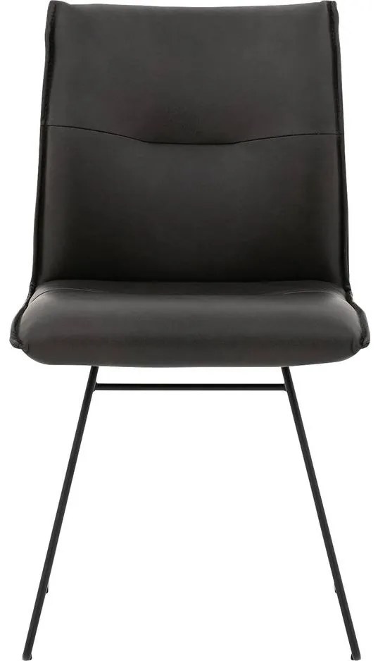 Goossens Excellent Eetkamerstoel Nica grijs leer leuning en Sledevoet,, modern design