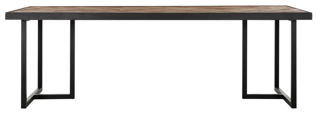 DTP Home Criss Cross Eettafel Teak Met Visgraat 280 Cm - 280 X 100cm.