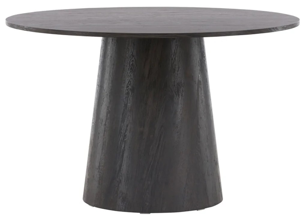 Ronde Eettafel Met Ronde Voet Donkerbruin - 120 X 120cm.
