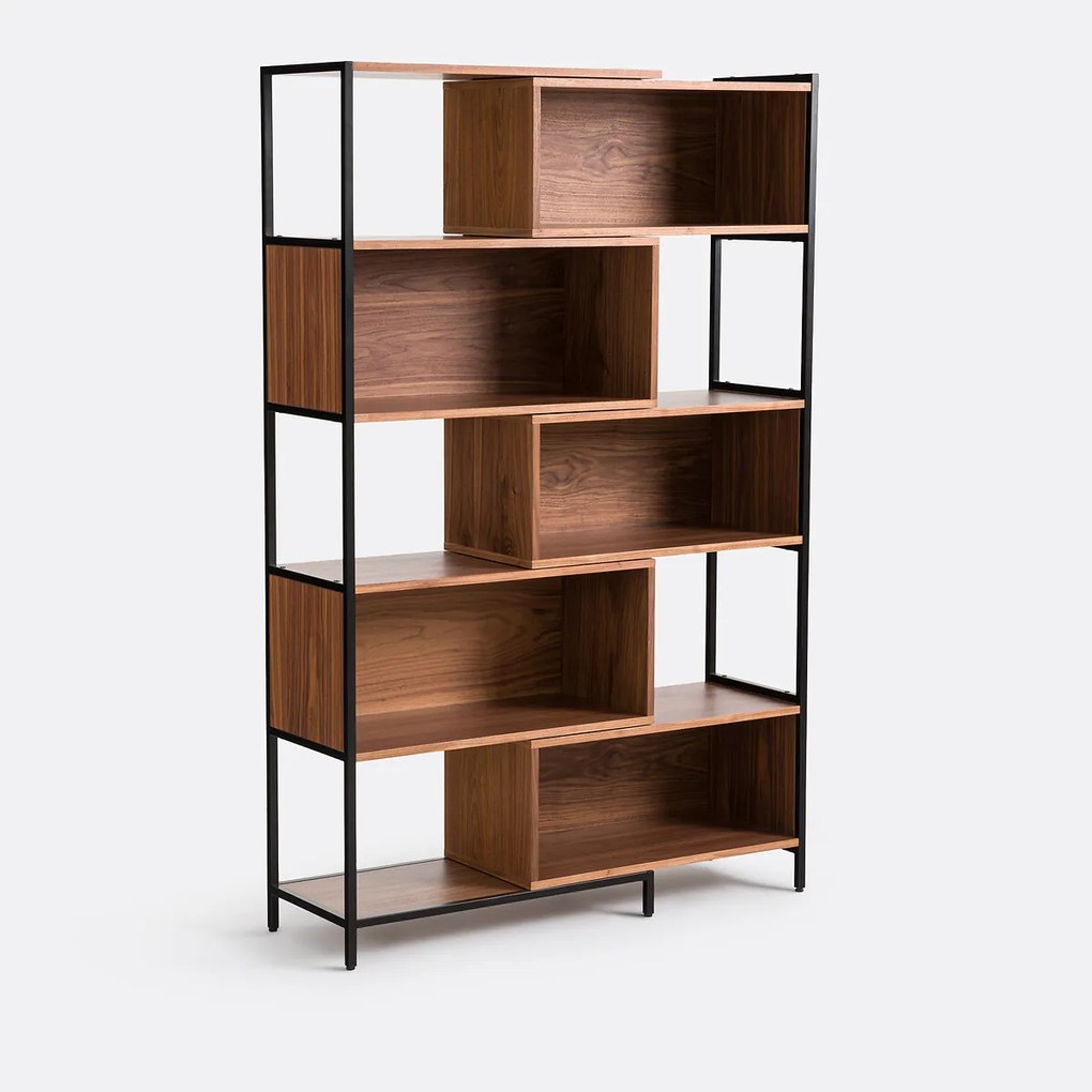 Modulaire en uitrekbare boekenkast, notenhoutfineer, Volga