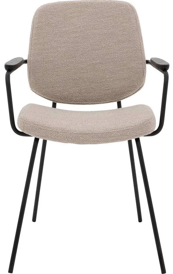 Goossens Eetkamerstoel Hjalmar beige stof met armleuning, modern design
