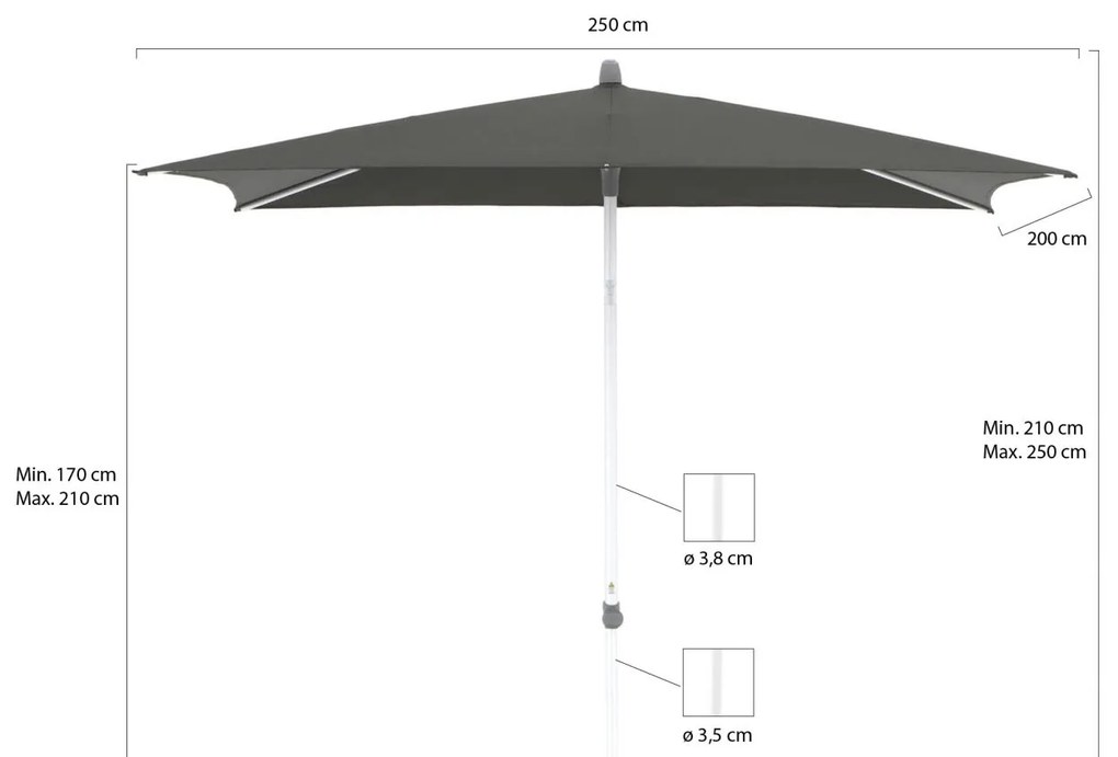 Glatz Alu-Smart parasol 250x200cm
