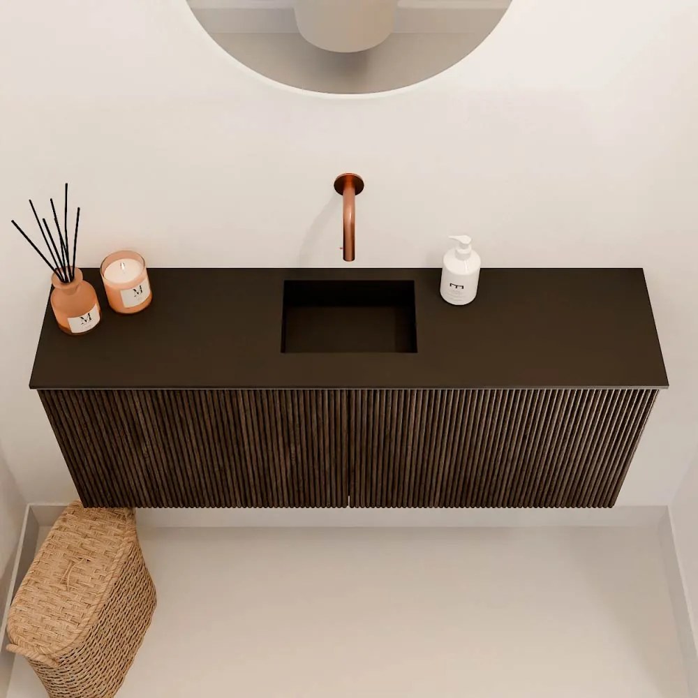 Mondiaz Joya 100cm toiletmeubel walnut met wastafel faye midden zonder kraangat urban