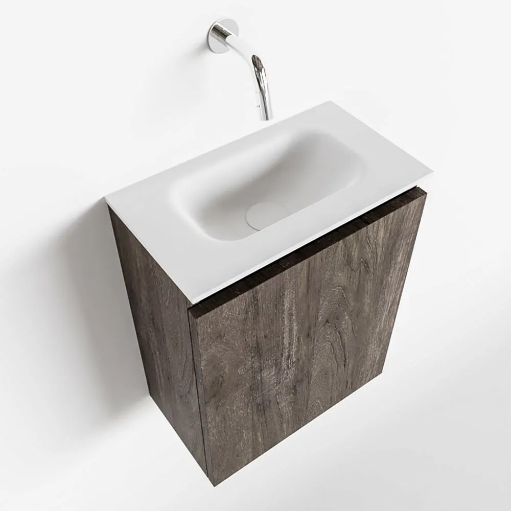 Mondiaz Ture 40cm toiletmeubel dark brown met wastafel talc midden geen kraangat