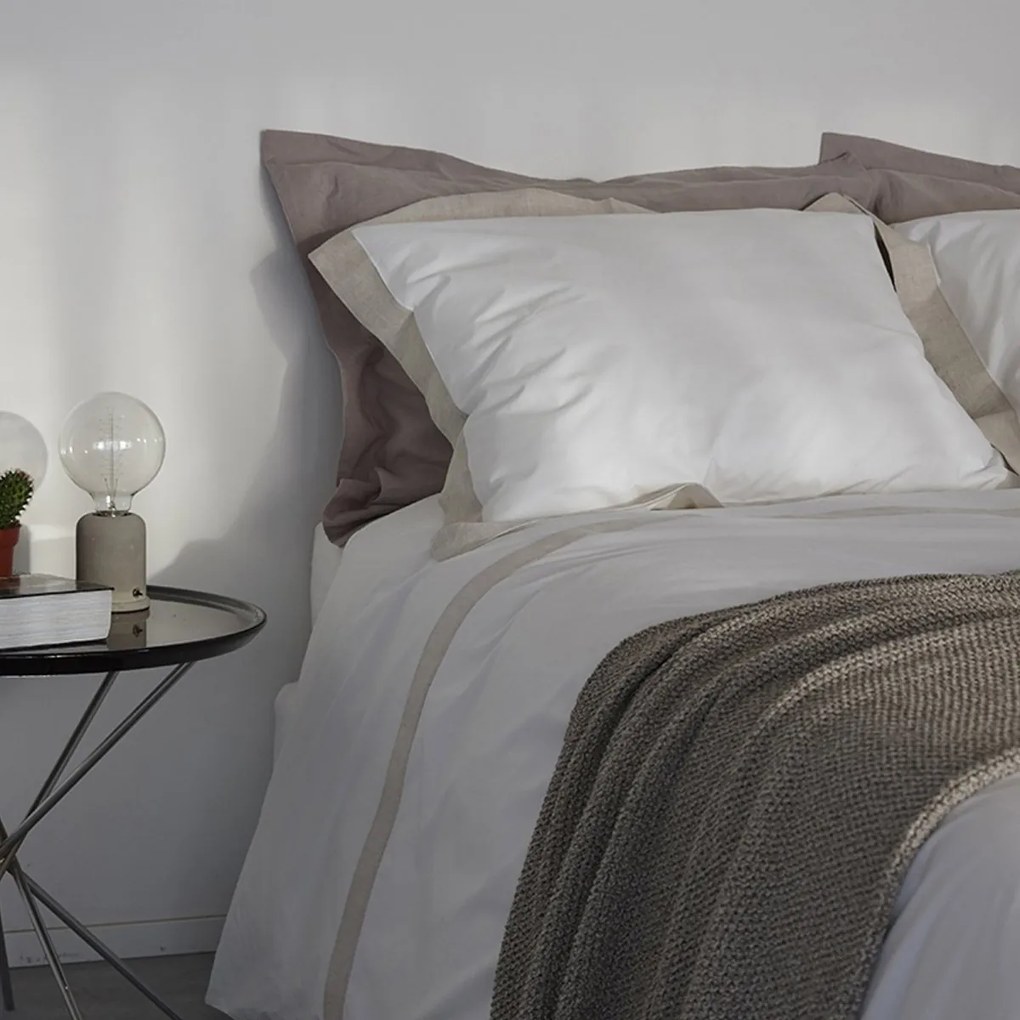 House in Style | Rome -Natural Dekbedovertrek 135-200 cm wit dekbedovertrekken katoen linnen border bed & bad beddengoed | NADUVI outlet