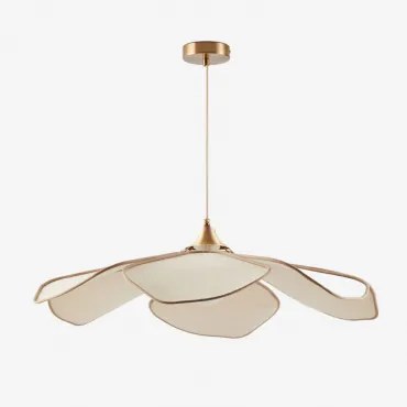 Benavid Hanglamp Plafond Ø75 Cm & Linnen En Rustiek Katoen Beige – Linnen - Bruin - Tarwe - Sklum