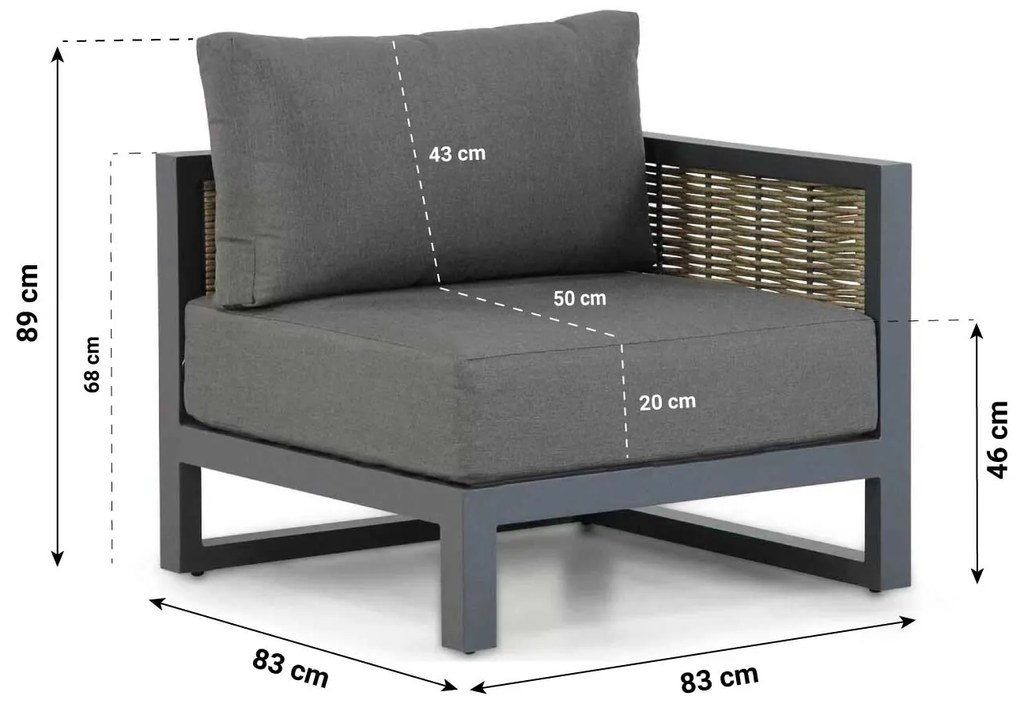 Hoek loungeset 6 personen Aluminium/wicker Grijs  Santika Furniture Santika