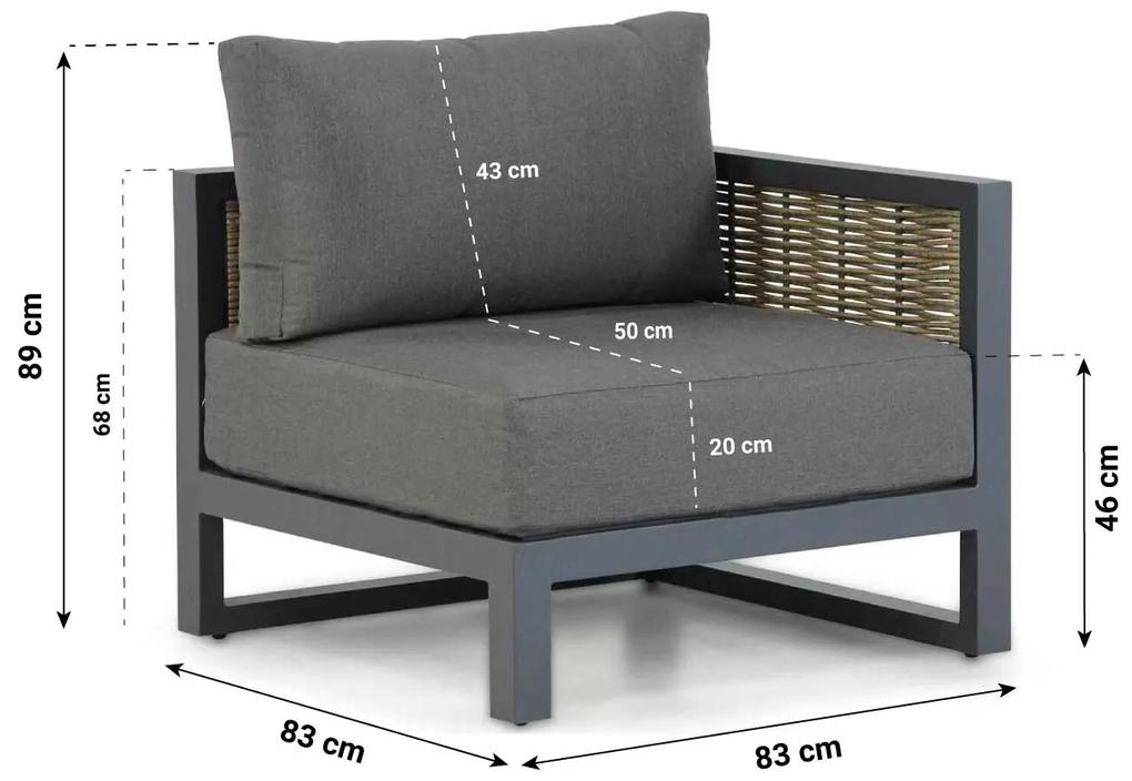 Santika Furniture Santika Salviano Eind Module - Quick Dry Foam Aluminium/wicker Grijs
