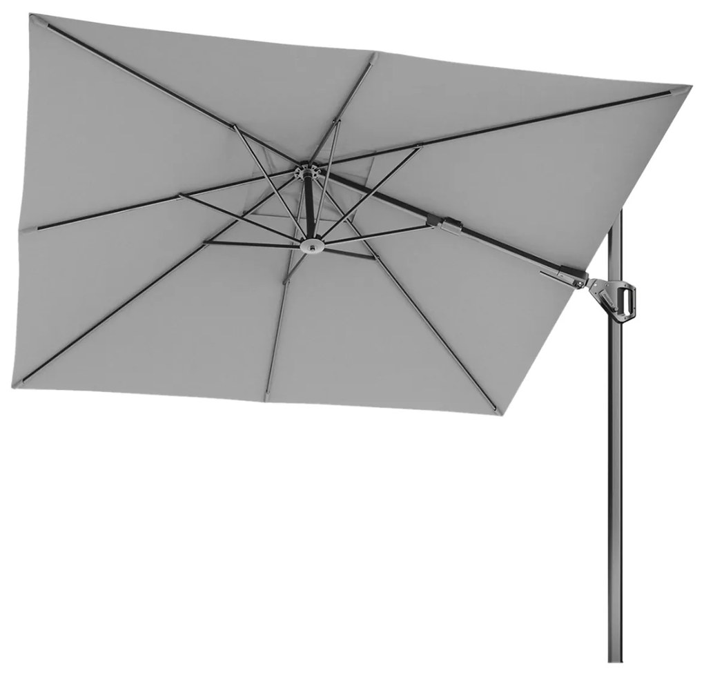 Platinum Voyager zweefparasol T2 2,7x2,7 m. - Light grey met Modena voet en hoes