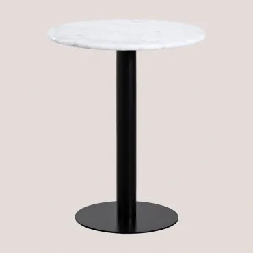 Ronde Barkruk Ø60 Cm In Rocher Marmer Zwart & Wit Marmer Guangxi - Sklum