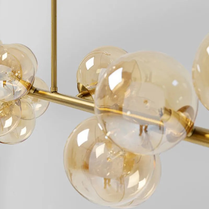 Hanglamp Breed Met Glazen Bollen Messing