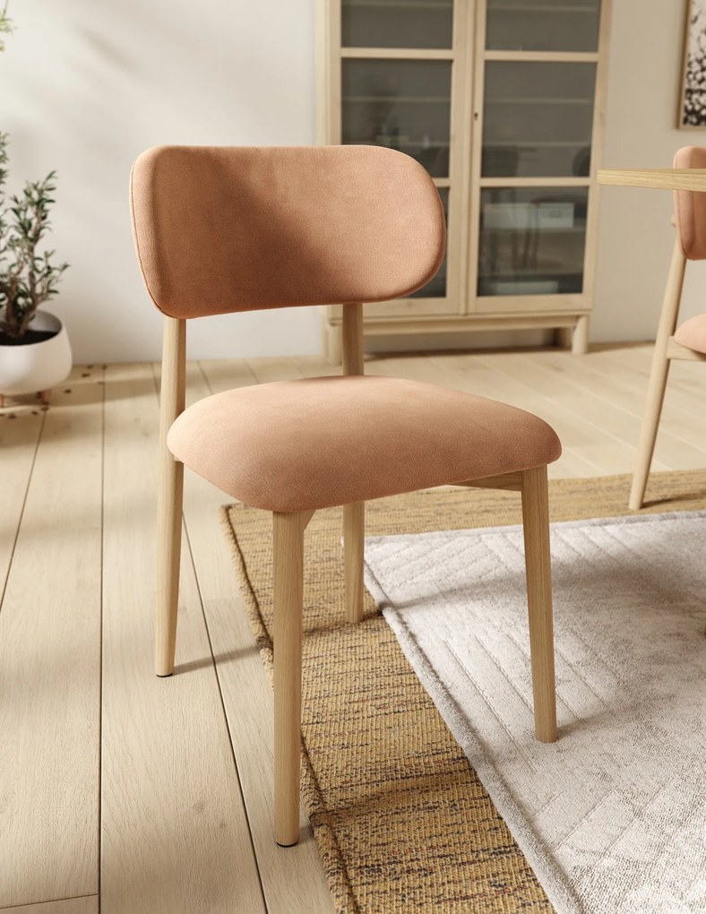 AVLO Terracotta (stof Danny 204)/gelakt eiken frame – HOUTEN STOEL VOOR WOONKAMER, EETKAMER, KEUKEN RETRO