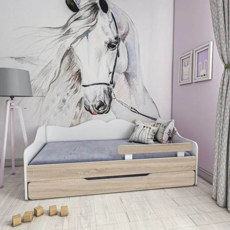 Peuter Wit - Licht eiken Eenpersoonsbed Monaco - Voor kinderen Kinderen Peuter Junior 5059914026588 Children's Beds Home, 140x70, Geen, Matras van sch