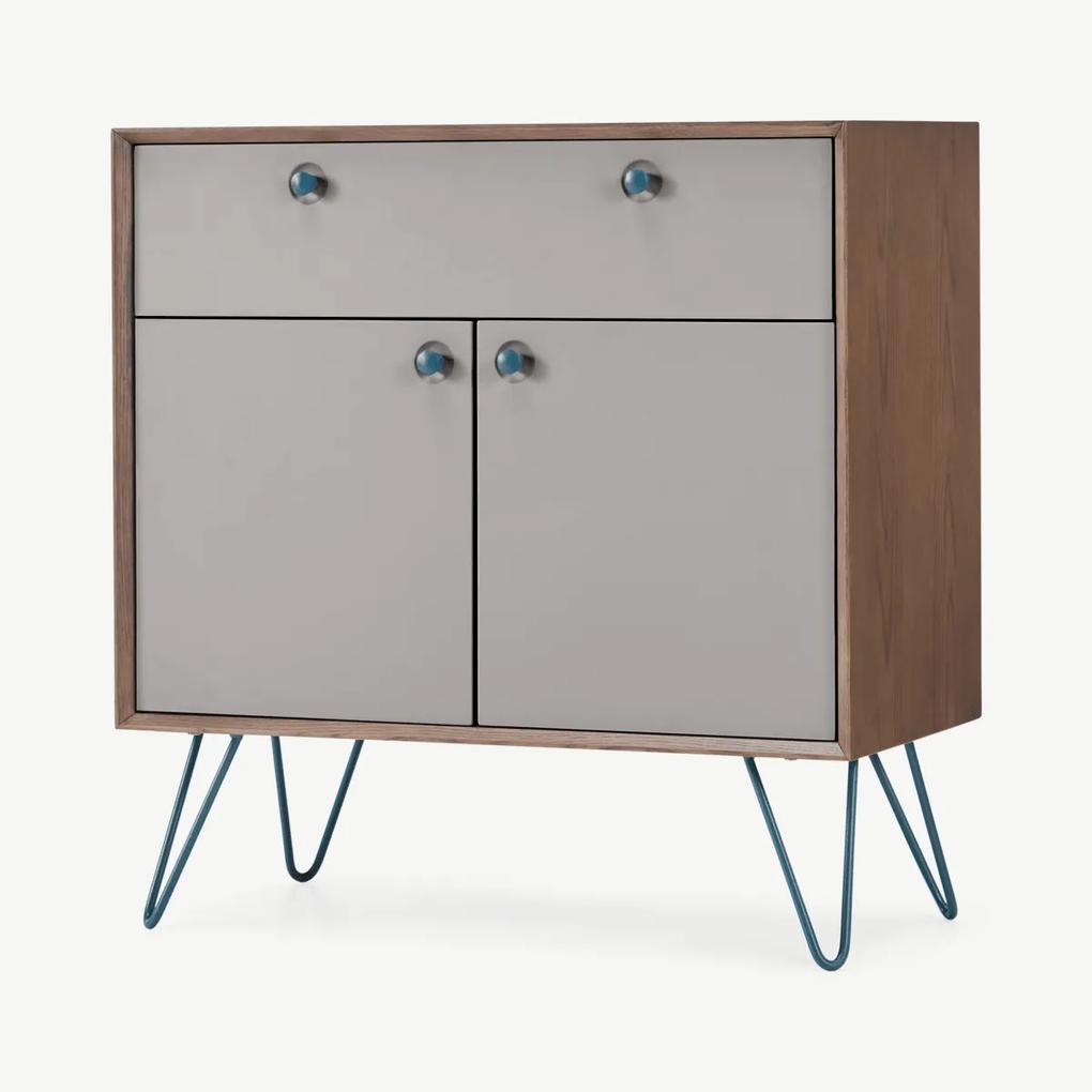 Dotty Compact Sideboard, Dark Stain and Grey