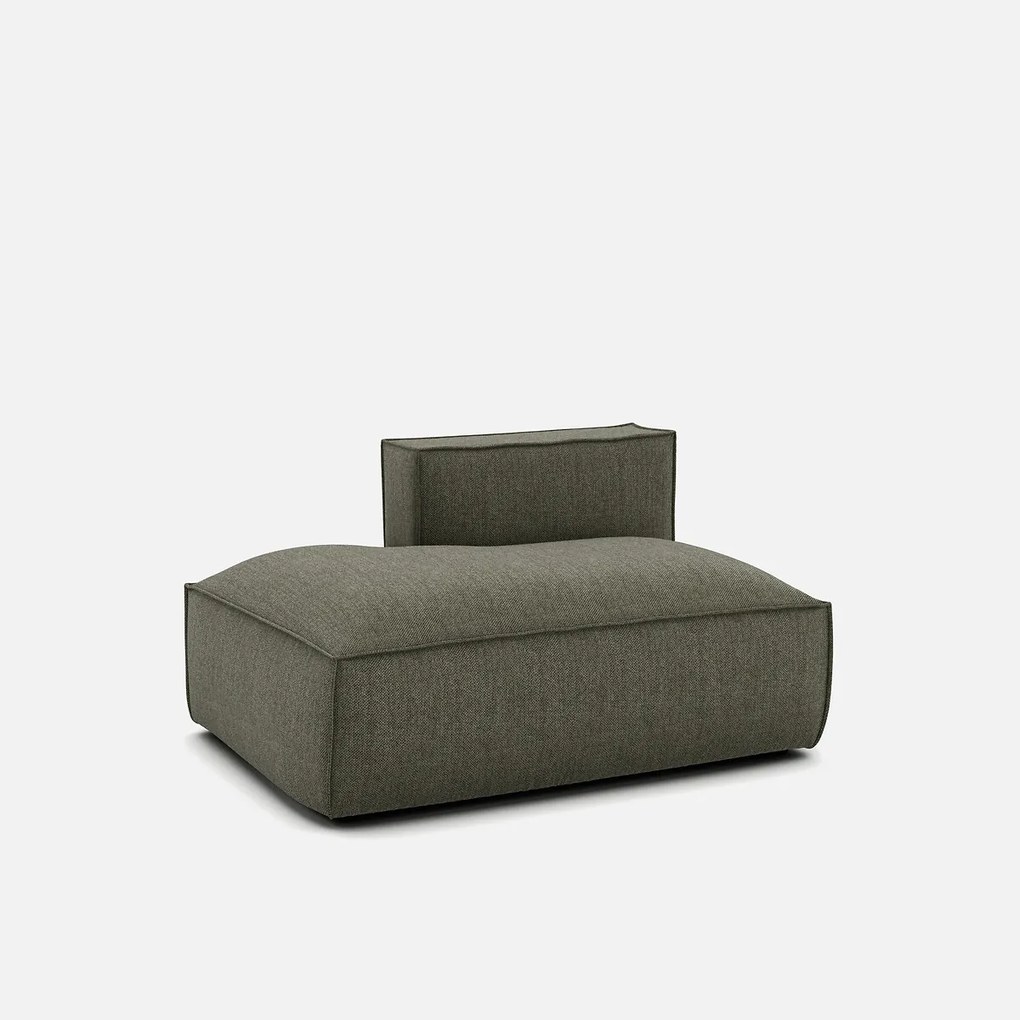 Links chaise longue-element voor modulaire bank, in structuurstof, Seven