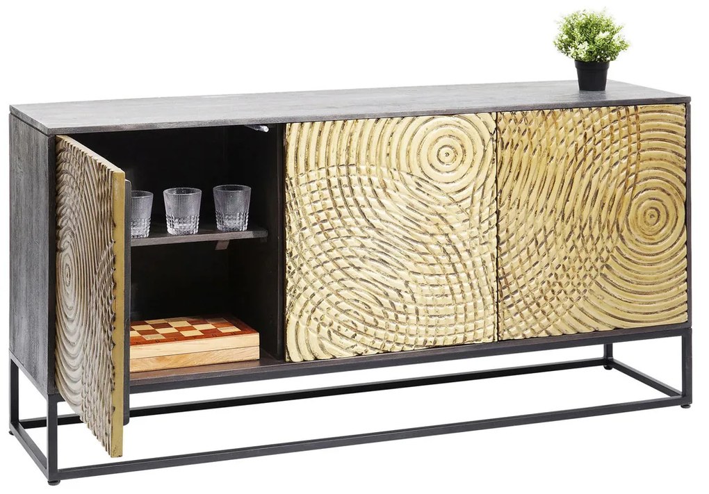 Kare Design Circulo Gouden Dressoir Snijwerk - 160x40x80cm.