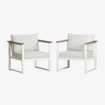 Set Van 2 Aluminium Fauteuils Lipov Gardenia Wit - Sklum