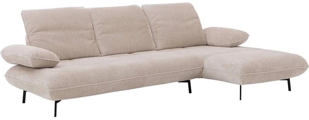 Goossens Excellent Bank Leandro beige, stof, 2,5-zits, modern design met chaise longue rechts