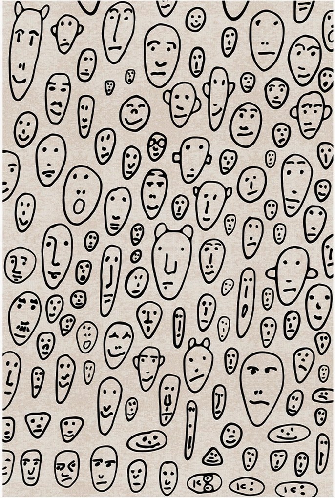 Laagpolig vloerkleed Floating Faces