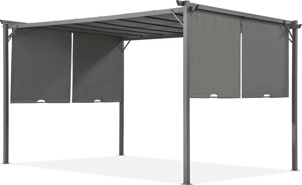Antracietkleurige pergola voor terras Sevilla 3x4 m met klamboe en gordijnen Garden Point
