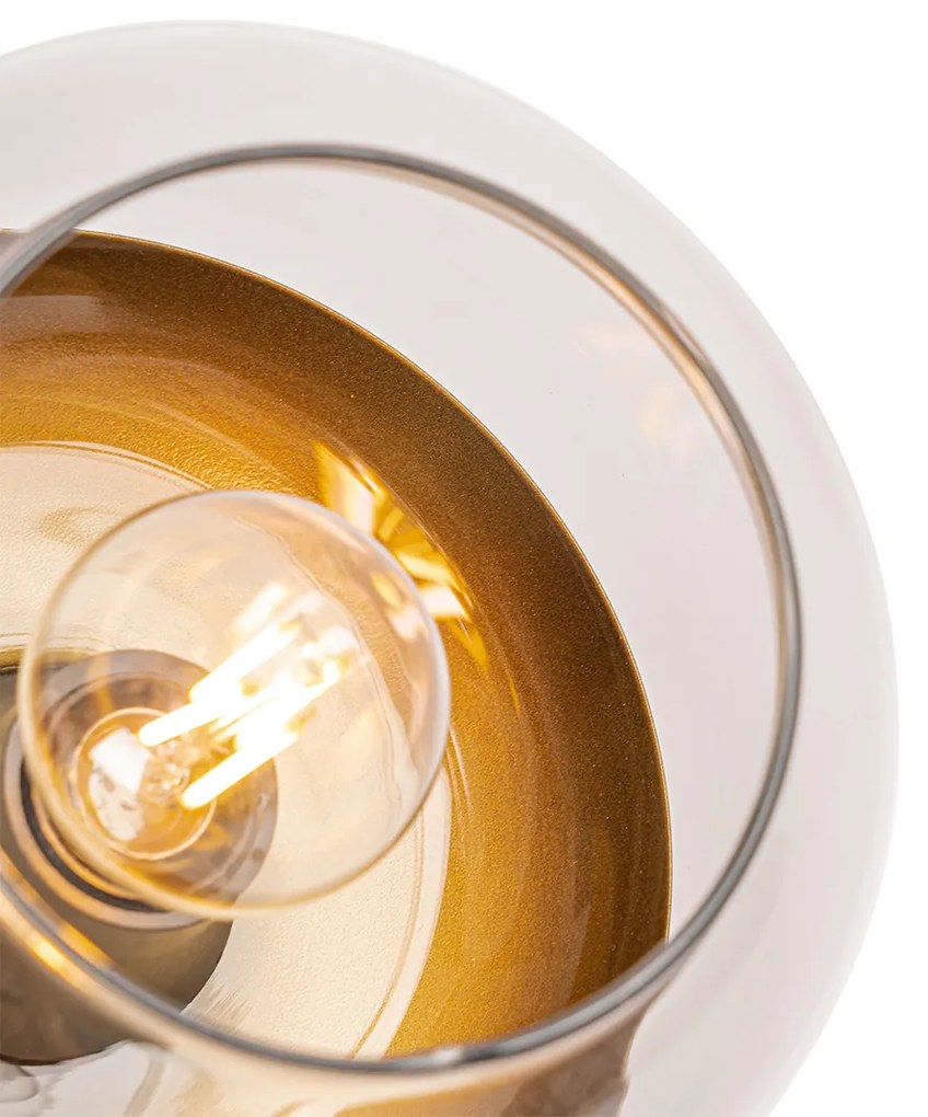 Design Spot / Opbouwspot / Plafondspot zwart met goud en smoke glas - Kyan Design E14 rond Binnenverlichting Lamp