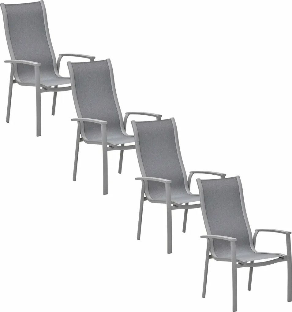 Garden Impressions Hilly tuinstoel stapelbaar taupe - 4 stuks