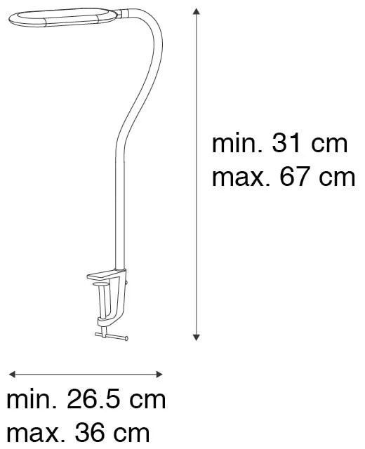 Moderne klemlamp zwart dimbaar incl. LED - Kiril Modern Binnenverlichting Lamp