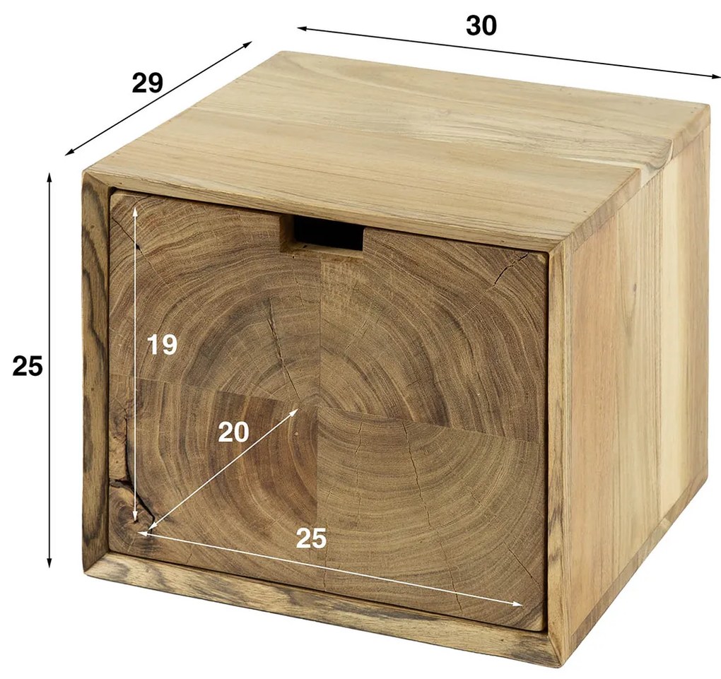 Hangend Nachtkastje Hout Met Grote Lade - 30x29x25cm.