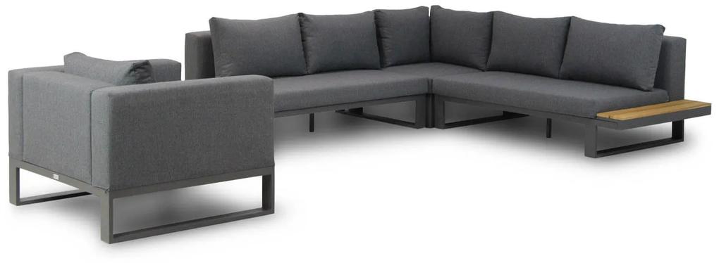 Hoek loungeset  Aluminium/Outdoor textiel/Aluminium/teak Grijs 6 personen Lifestyle Garden Furniture Club