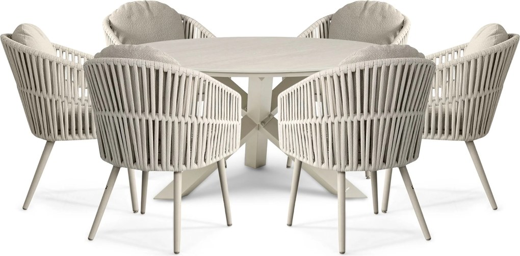 Tuinset 6 personen 150 cm Rope Zand/Beige Santika Furniture Santika