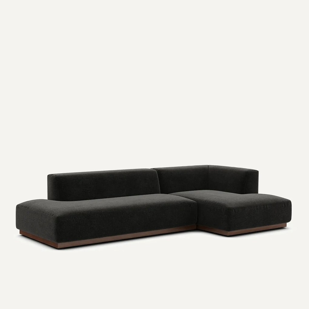 Rechter hoekbank XL in chenille fluweel, Jacopo