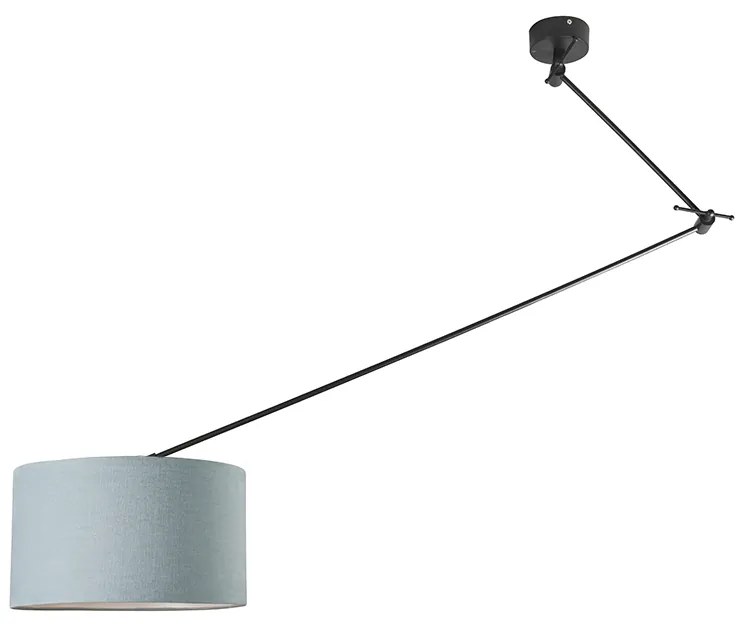 Hanglamp zwart met kap 35 cm lichtblauw verstelbaar - Blitz