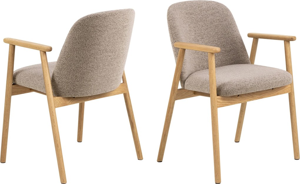 RODERIC Beige Latte (stof Monza 60) / gelakt eikenhouten frame – HOUTEN BOUCLÉ RETRO STOEL