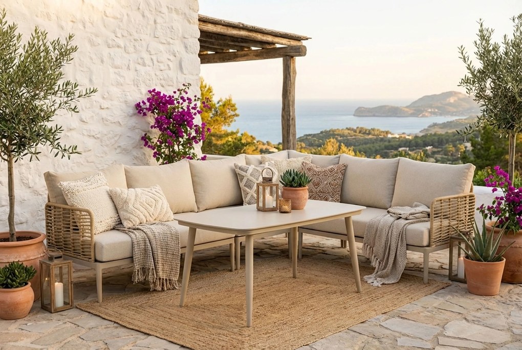 Hoek loungeset 5 personen Aluminium/wicker Taupe  Coco Ibiza