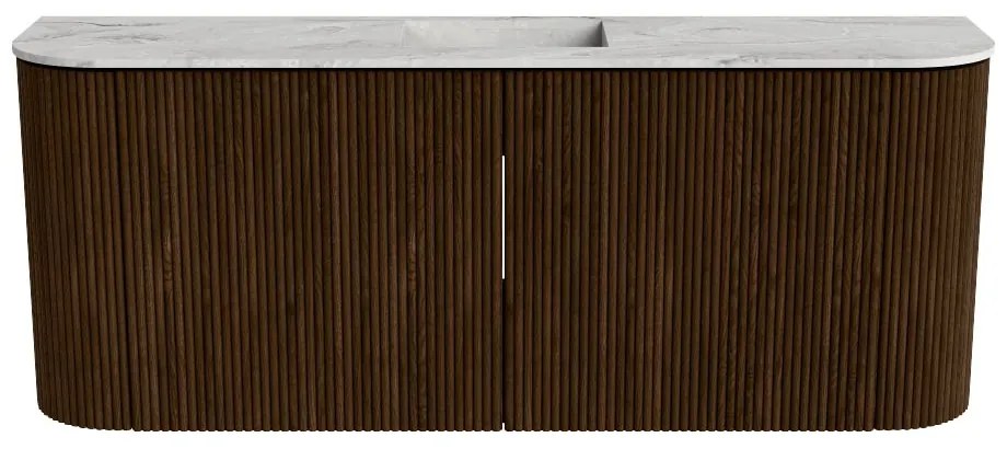 Mondiaz Joya DLux 105cm toiletmeubel ronding links/rechts walnut met wastafel faye midden zonder kraangat glace